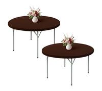 Wolkemer 2 Pack 5ft Fitted Round Tablecloth 60 Inch Elastic Table Cloth