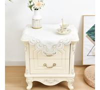 Wolkemer 2 Pack Small Square Tablecloth Elegant White Lace Jacquard Round Doily Tablecloths Table Topper Decoration Cover for Home Dresser Scarf and Table Centerpiece 24 x 24 Inch