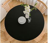 Wolkemer 4ft Fitted Round Tablecloth Spandex Stretch Cocktail Table Cover Elastic Edge Black Table Topper Cap for Dining Wedding Party Picnic 48 Inch