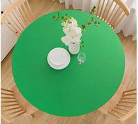 Wolkemer 4ft Fitted Round Tablecloth Spandex Stretch Cocktail Table Cover Elastic Edge Green Table Topper Cap for Dining Wedding Party Picnic 48 Inch