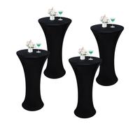 Wolkemer 4PCS 32x43 Inch Black Round Cocktail Tablecloth Fitted Highboy Stretch Cocktail Table Cover for Banquet Bar Party Pub Wedding Indoor Outdoor