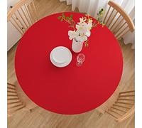 Wolkemer 5ft Fitted Round Tablecloth Spandex Stretch Cocktail Table Cover Elastic Edge Red Table Topper Cap for Dining Wedding Party Picnic 60 Inch