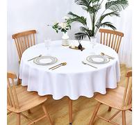 Wolkemer 70 Inch Round Tablecloth Washable Fabric Table Cloth Solid White Table Cover for Dining Wedding Party Banquet Tabletop Decoration