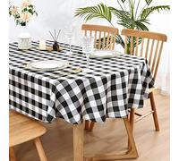 Wolkemer Farmhouse Oval Checkered Tablecloth Black and White Gingham Table Cloth Buffalo Plaid Fabric Table Cover for Dining Room Kitchen Party Tables Decor 60x84 Inch
