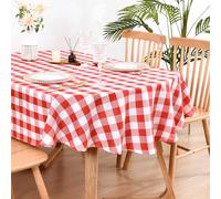 Wolkemer Farmhouse Oval Checkered Tablecloth Red and White Gingham Table Cloth Buffalo Plaid Fabric Tables Cover for Dining Room Kitchen Party Tables Decor 60x84 Inch