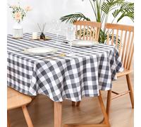 Wolkemer Farmhouse Small Oval Checkered Tablecloth Grey and White Gingham Table Cloth Buffalo Plaid Fabric Tables Cover for Dining Room Kitchen Party Tables Decor 52x70 Inch