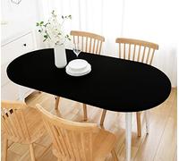 Wolkemer Fitted Oval Tablecloth Spandex Stretch Black Cocktail Table Cover Elastic Edge Topper Cap for Dining Wedding Party Picnic 48 x 68 Inch