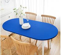 Wolkemer Fitted Oval Tablecloth Spandex Stretch Blue Cocktail Table Cover Elastic Edge Topper Cap for Dining Wedding Party Picnic 48 x 68 Inch