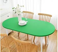 Wolkemer Fitted Oval Tablecloth Spandex Stretch Green Cocktail Table Cover Elastic Edge Topper Cap for Dining Wedding Party Picnic 48 x 72 Inch