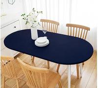 Wolkemer Fitted Oval Tablecloth Spandex Stretch Navy Cocktail Table Cover Elastic Edge Topper Cap for Dining Wedding Party Picnic 48 x 68 Inch