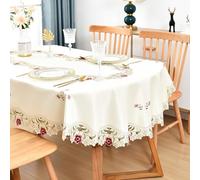 Wolkemer Jacquard Floral Embroidered Oval Tablecloth 60 x 84 inch