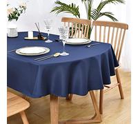 Wolkemer Large Oval Tablecloth 60 x 120 Inch Washable Fabric Table Cloth Solid Navy Blue Table Cover for Dining Wedding Party Banquet Tabletop Decoration