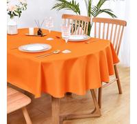 Wolkemer Oval Tablecloth 60 x 84 Inch Washable Fabric Table Cloth Solid Orange Table Cover for Dining Wedding Party Banquet Tabletop Decoration