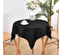 Wolkemer Small Square Tablecloth - 36 x 36 Inch Washable Fabric Table Cloth Solid Black Table Cover for Nightstand End Bedside Tabletop Decoration