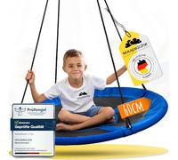 WOLKENGLÜCK® Nest Swing [Diameter 60 cm] - Height-Adjustable Swing Outdoor & Indoor for Children and Adults (max. 150 kg) - Plate Swing Including Mounting Accessories [Blue]