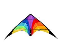 Wolkenstürmer® Children's stunt kite fancy (colourful), ready to fly including 2 x 25 m flight lines, flying kite with fibreglass poles, beginner steering kite
