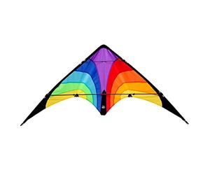 Wolkenstürmer® Children's stunt kite fancy (colourful), ready to fly including 2 x 25 m flight lines, flying kite with fibreglass poles, beginner steering kite