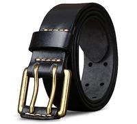 wolksprong Thicken Full Grain Leather Mens Belt Heavy Duty Mens Work Belt Mens Belt High Hardness Buckle Packed In Gift Box, Black-d, 40(Fit Pants Size 38)
