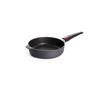 Woll 1724DP Hochrandpfanne Ø Diamond Lite Rim pan, Diameter 24 cm, 7 cm high, with Removable Handle-Suitable for Ceramic, Gas, Electric, Halogen-Except Induction, Cast Aluminium, 2.5 liters, Charcoal
