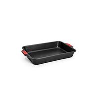 Woll Bakeware Rectangular Baking Tin 33 x 23 cm with Heat-Resistant Silicone Handles up to 230 °C, PFAS Free, Double Layer Non-Stick Coating, Aluminised Steel, Black