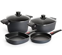 Woll Diamond Lite 6-Piece Cookware Set, Inductive, Includes Flat Pan 24 cm, Square Pan 26 x 26 cm, Pot 24 cm, 2 Safety Glass Lids