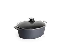 Woll Diamond Lite Cast Iron Roasting Dish with Glass Lid in Box - Inductive, 31 x 26 cm, 11 cm High, 6 litres - Suitable for All Cookers - Cast Aluminium Pan - Oven-Safe - Anthracite