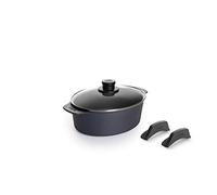 Woll Diamond Lite Roasting Dish with Glass Lid and Silicone Handles in Box - Inductive, 27 x 22 cm, 9.5 cm High, 3.0 litres, with 2 Moulded Lifting Handles - Suitable for All Cookers - Oven-Safe