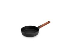 Woll Eco Logic QXR Cast Iron Flat Pan Inductive Diameter 20 cm Height 5 cm with Removable Sustainable Wooden Handle Suitable for All Hob Types PFAS-Free Non-Stick Coating Cast Aluminium