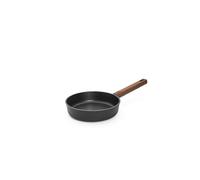 Woll Eco Logic QXR Cast Iron Flat Pan Inductive Diameter 20 cm Height 5 cm with Solid Sustainable Wooden Handle Suitable for All Hob Types PFAS-Free Non-Stick Coating Cast Aluminium Oven Safe