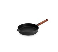 Woll Eco Logic QXR Flat Pan Diameter 24 cm with Removable Wooden Handle - PFAS-Free Non-Stick Pan, Oven-Safe - Induction Pan - Frying Pan, Black