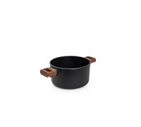 Woll Eco Logic QXR Saucepan, Diameter 20 cm, 12 cm High, 3 litres, with 2 Wooden Side Handles, Suitable for All Hobs, PFAS-Free, Non-Stick Coating, Cast Aluminium, Oven-Safe, Black