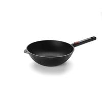 Woll Eco Logic QXR Wok and Stirring Pan and Mixing Pan Inductive Diameter 28 cm Height 10 cm with Removable Handle Suitable for All Hob Types PFAS-Free Cast Aluminium Oven-Proof Black