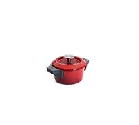 Woll Iron Cast Iron Pot with Lid and Silicone Handles, Inductive, Diameter 16 cm, Bread Baking Pot, Casserole Pan, Suitable for All Types of Cookers, Cast Iron, Oven-Safe up to 250°, Red