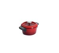 Woll Iron Cast Iron Pot with Lid and Silicone Handles, Inductive, Diameter 18 cm, Bread Baking Pot, Casserole Pan, Suitable for All Types of Cookers, Cast Iron, Oven-Safe up to 250°, Red
