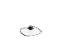WOLL Square Safety Glass lid, 22 x 22 cm, with Vent Button and Stainless Steel Edging, Glass lid for Pans, pots and saucepans, Oven-Safe up to 250 °C