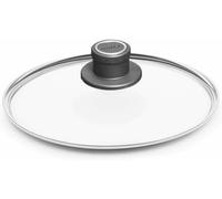 Woll Tempered Glass with Stainless Steel Rim and Vented Knob Round Lid, 8", Clear
