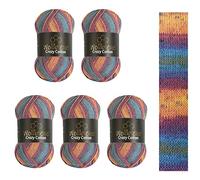 5 x 100 g Wollbiene Crazy Cotton Batik, 500 g with Colour Gradient, 55% Cotton, Multicoloured Knitting Wool, Crochet Wool, Wool, All-Year Wool (5040 Rainbow Pastel)