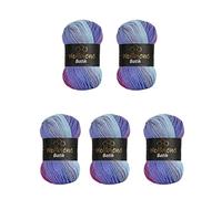 Wollbiene 5 x 100 g Wool Bee Batik 500 g Wool with Colour Gradient Multicoloured Knitting Wool Crochet Wool (2000 Berry Purple) (Batik001)