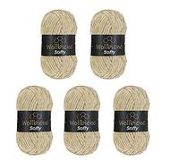 Wollbiene Chenille Wool 5 x 100g, Super Bulky, Baby Wool, 500g, Beige 05