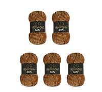 Wollbiene Chenille Wool 5 x 100g, Super Bulky Yarn, Chocolate Brown, 500g, 600m