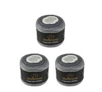 Wollbiene Cupcake Glitter 3 x 150 g Knitting Wool 450 g Acrylic Blend Gradient Wool Glitter (3100 Dark Grey Light Grey White)