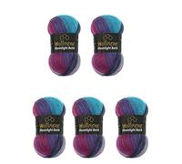 Wollbiene Moonlight Batik 5 x 100g Gradient Wool for Knitting and Crocheting - 500g Turkish Wool - Berry Purple Turquoise