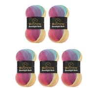 Wollbiene Moonlight Batik 5 x 100g Turkish Wool Gradient Knitting Wool (3000 Rainbow Pastel) - 500g for Knitting and Crocheting