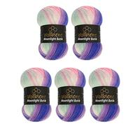 Wollbiene Moonlight Batik Knitting Wool 500g - 5 x 100g for Knitting and Crocheting - 20% Turkish Gradient Wool (3090 Purple Green Pink)