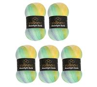 Wollbiene Moonlight Batik Knitting Wool 500g - 5 x 100g for Knitting and Crocheting - 20% Turkish Gradient Wool (3070 Yellow Turquoise Blue)
