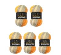 Wollbiene Moonlight Batik Knitting Wool 500g - 5 x 100g for Knitting and Crocheting - 20% Turkish Gradient Wool (4000 Orange Yellow Grey)