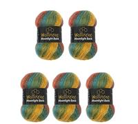 Wollbiene Moonlight Batik Knitting Wool 500g - 5x100g for Knitting and Crocheting - 20% Turkish Gradient Wool (3050 Chestnut Ochre Green)