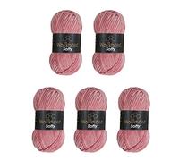 Wollbiene Softy 5 x 100 g Chenille Wool for Crocheting Knitting Wool, Baby Wool, 500 g Chenille Wool, Super Bulky Crochet Yarn (Antique Dusky Pink 37)