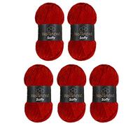 Wollbiene Softy 5 x 100 g Chenille Wool for Crocheting Knitting Wool, Baby Wool, 500 g Chenille Wool, Super Bulky Crochet Yarn (Dark red 89)