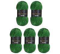 Wollbiene Softy 5 x 100 g Chenille Wool for Crocheting Knitting Wool, Baby Wool, 500 g Chenille Wool, Super Bulky Crochet Yarn (Green 88)